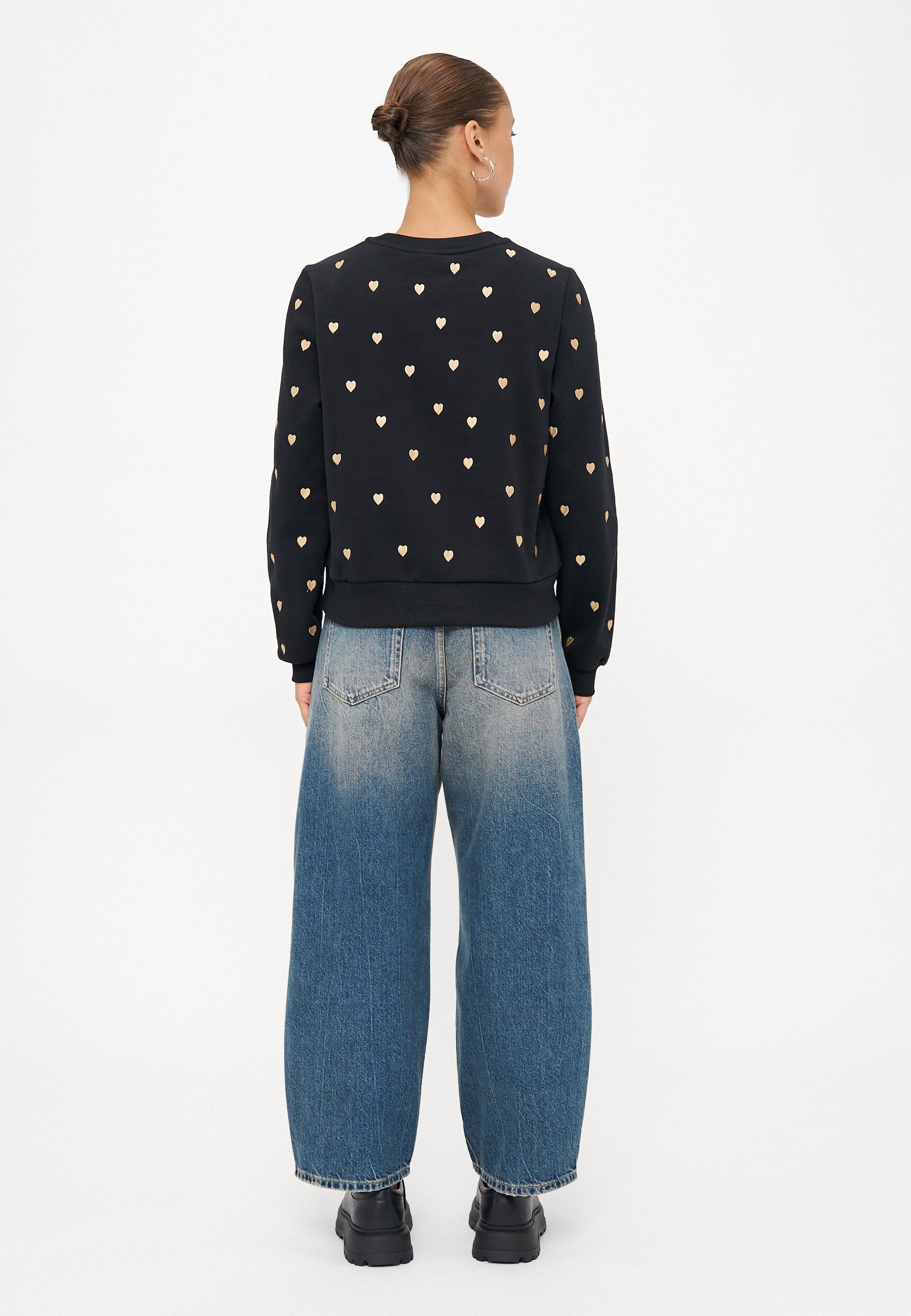 ONLY Petite ONLATIKA O-NEK GLITTER - Sweatshirt - zwart/goudkleurig