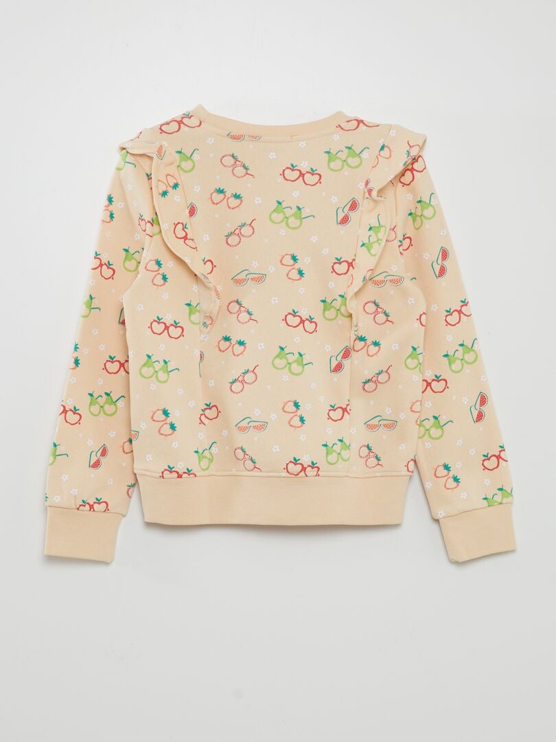 Blusa de moletom com babados - BEGE