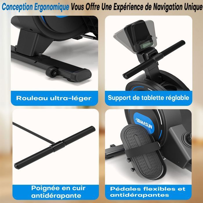 Vogatore magnetico DMASUN per uso domestico - 16 livelli di resistenza - Capacità 160 kg - Forte resistenza magnetica