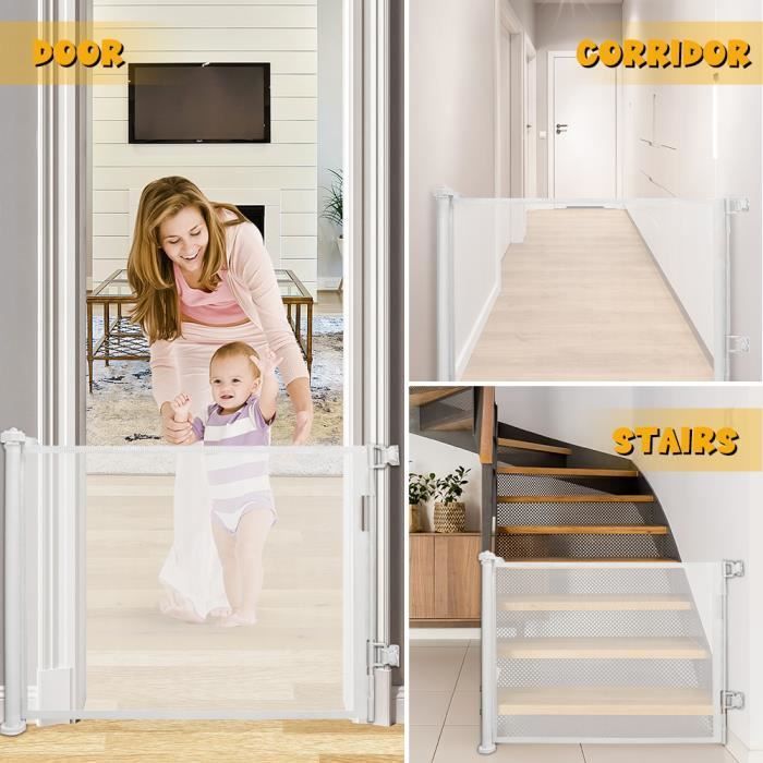 YIYI. Barrera de seguridad retráctil para bebés y perros - De 0 a 150 cm - Barrera de seguridad extensible y enrollable.