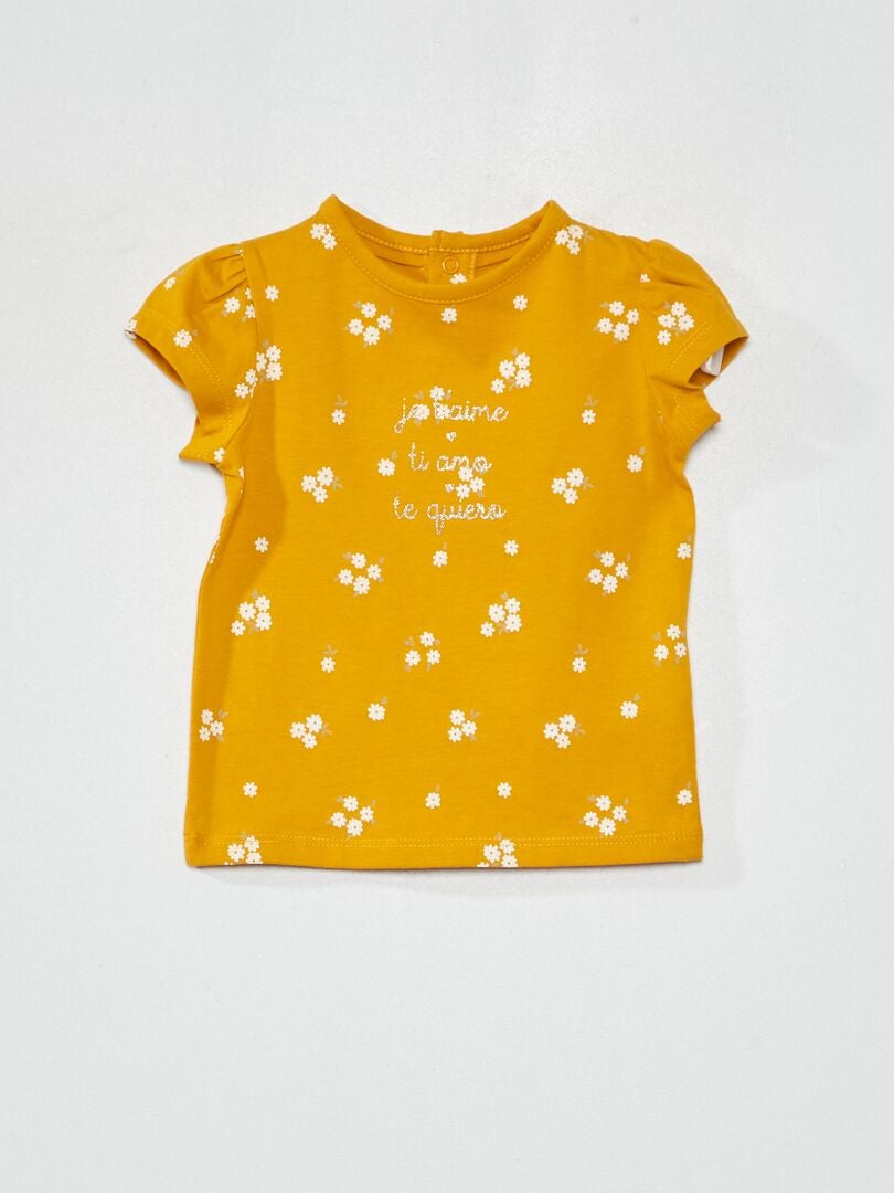 Camiseta de malha estampada - AMARELA