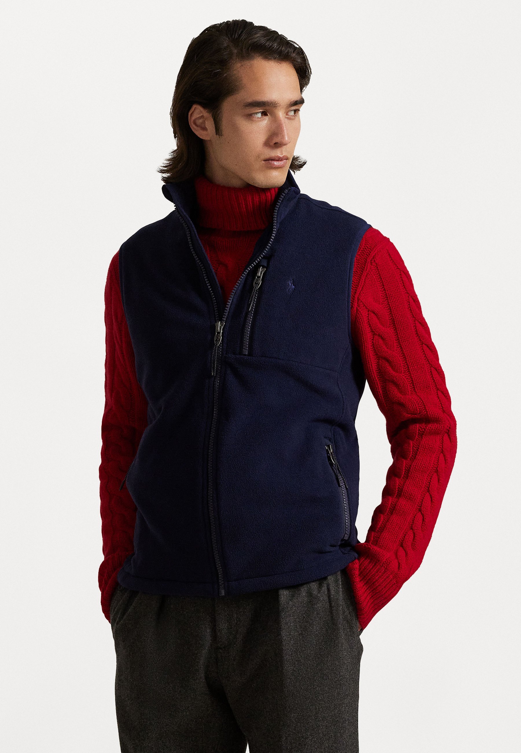 Polo Ralph Lauren geborsteld fleece coltrui vest - Gilet - marineblauw