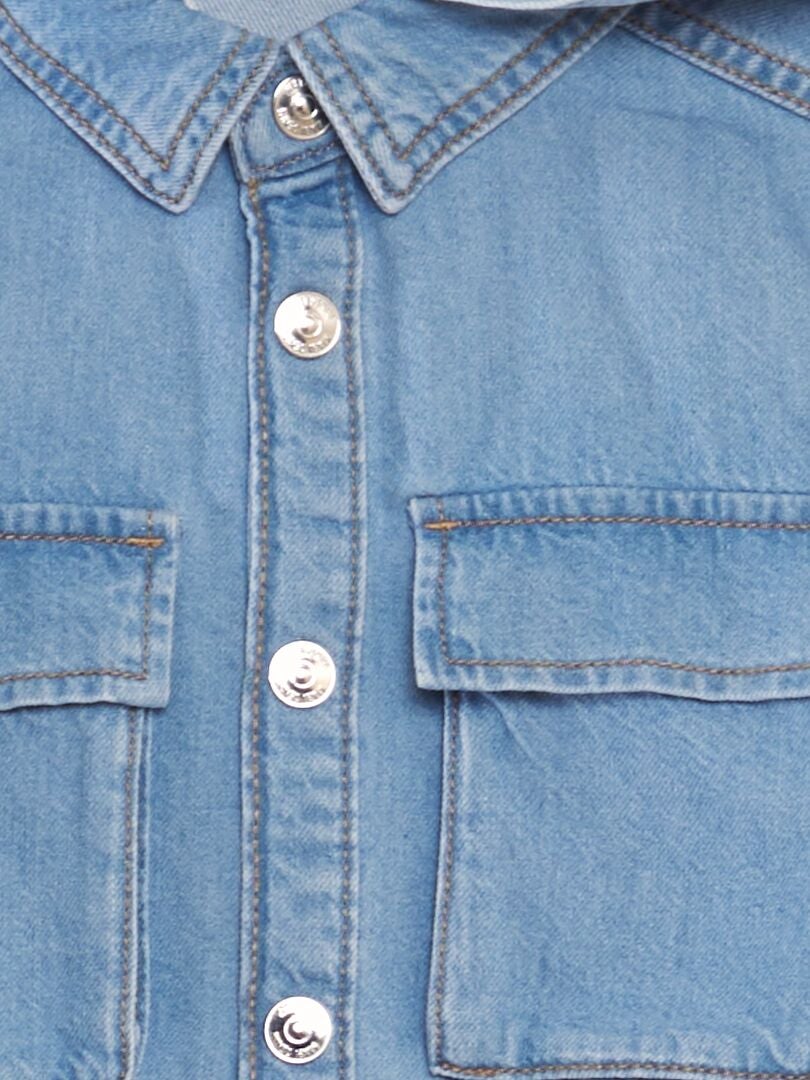 Camisa jeans com capuz - AZUL
