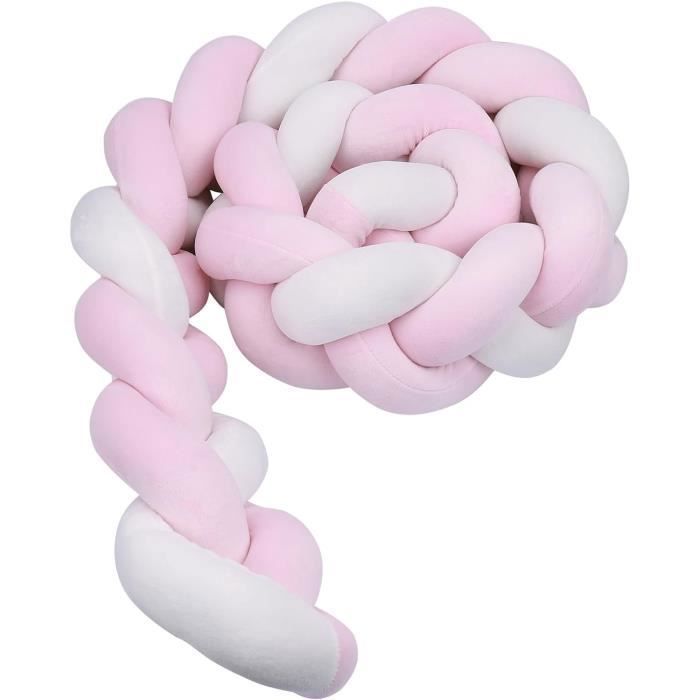 Protector de cama 3M con forma de serpiente, cojín trenzado de terciopelo suave para sofá, 100% hecho a mano (rosa + blanco)