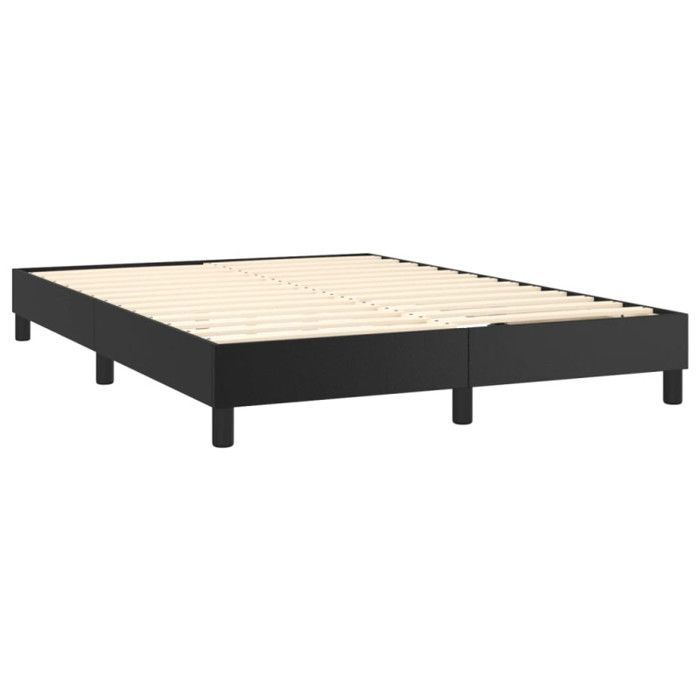3120694 vidaXL Base de cama de muelles negra 140x190 cm Piel sintética
