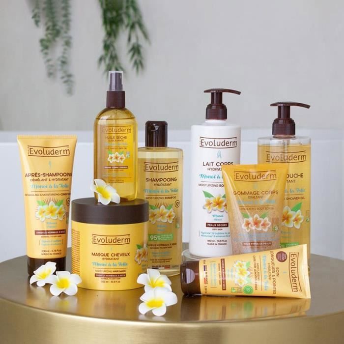 EVOLUDERM - Routine Corps & Cheveux Monoi à la Folie - 8 produits - Ingrédients d'Origine Naturelle