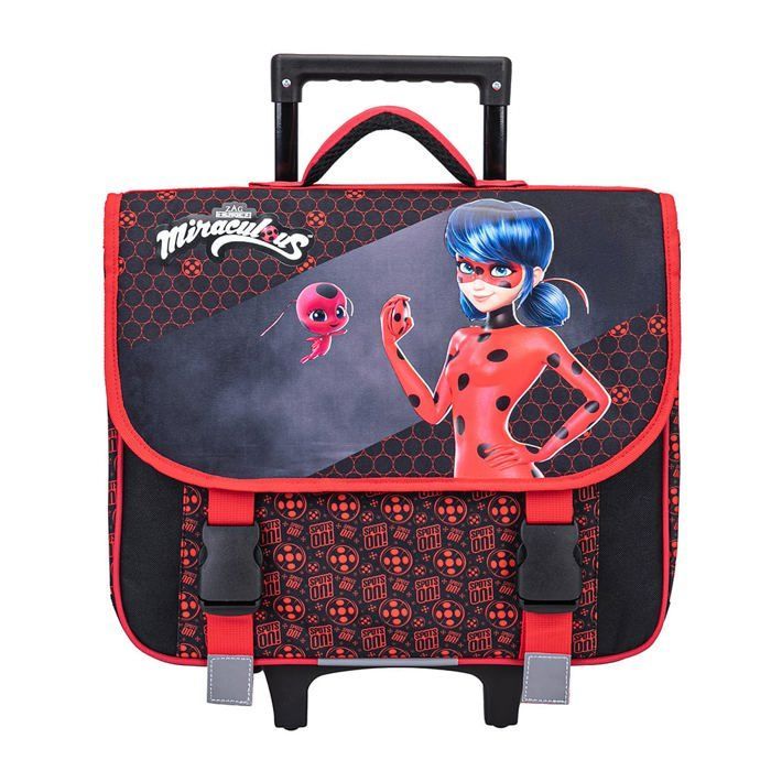 Cartable à roulettes MIRACULOUS 41cm 2 compartiments noir
