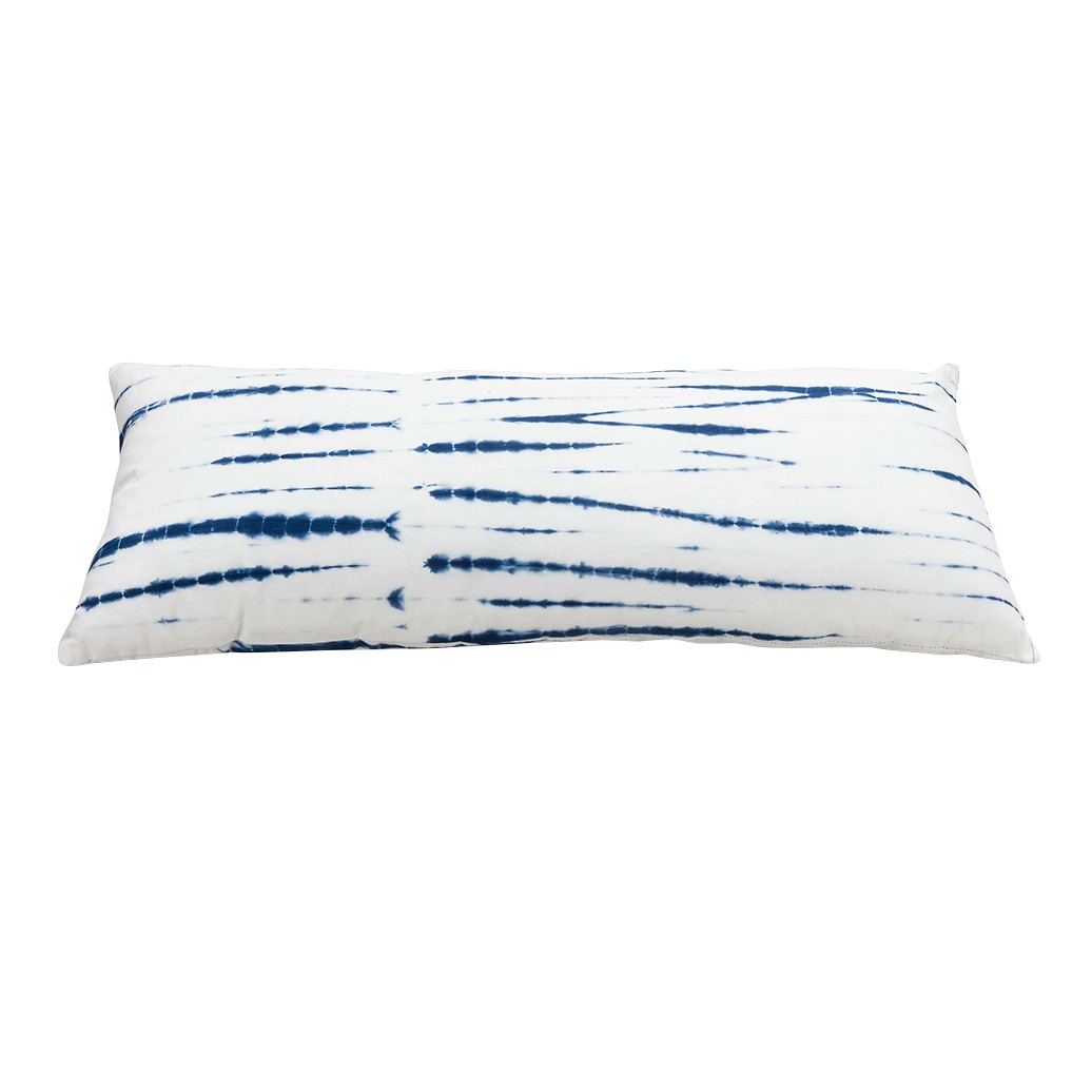 vtwonen Taie d'oreiller Oreiller décoratif Tie Dye Bleu Blanc - 1 pièce
