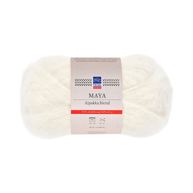 Hilo Trysil Maya, mezcla de alpaca cepillada, color blanco.