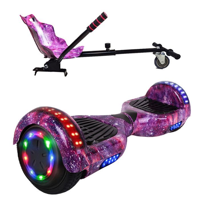Hoverboard Galaxy morado de 6,5 pulgadas con Hoverkart