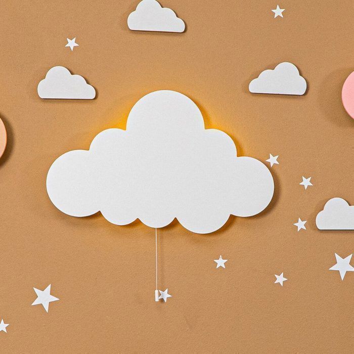 Cozy Kids - Lámpara de noche LED infantil con forma de nube en madera pintada - Gris o beige