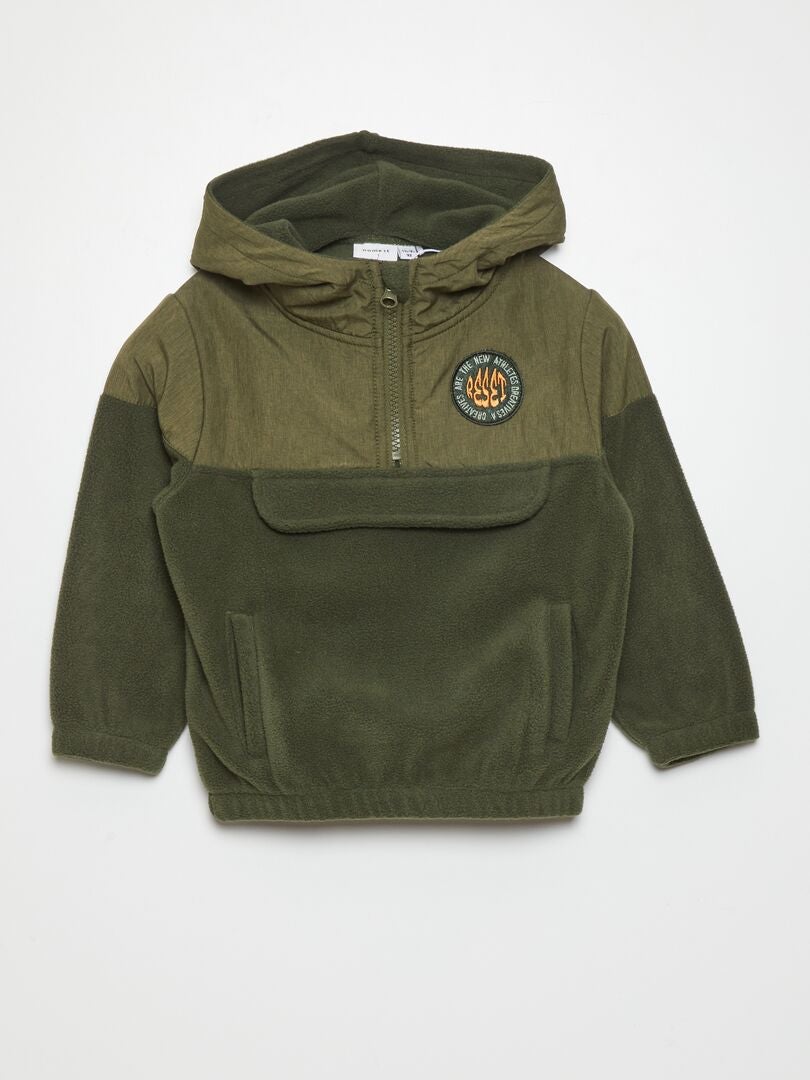 Fleecejack met capuchon - Khaki