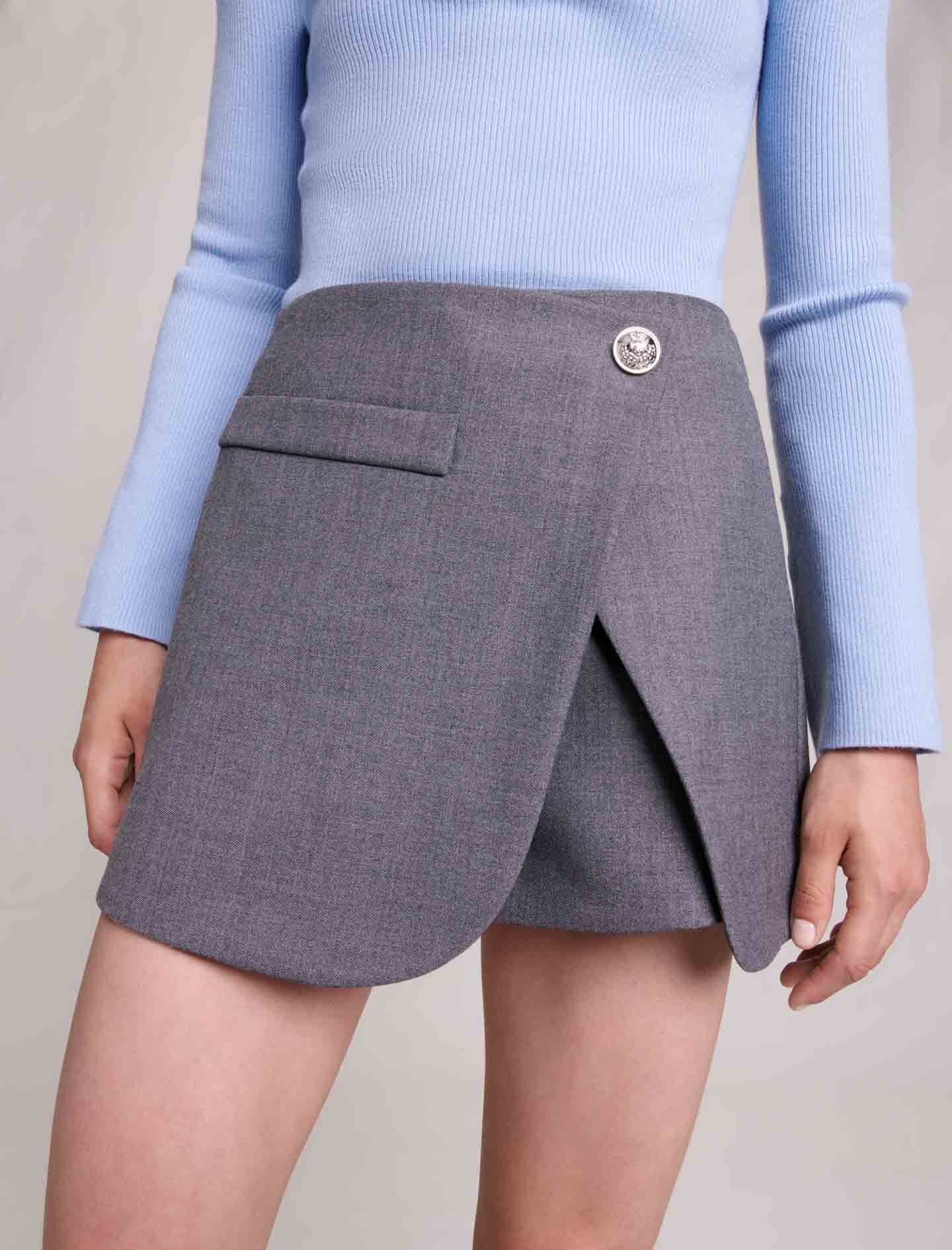 Pantaloni culotte asimetrici - Gri