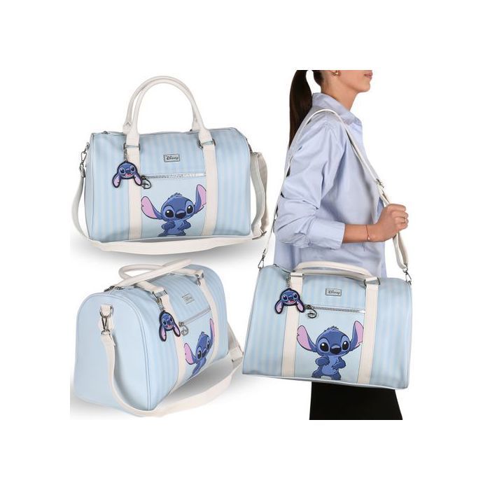 Bolsa de viaje azul de Disney Stitch para jóvenes, bolsa de turismo, equipaje de mano para avión 41x20x26cm