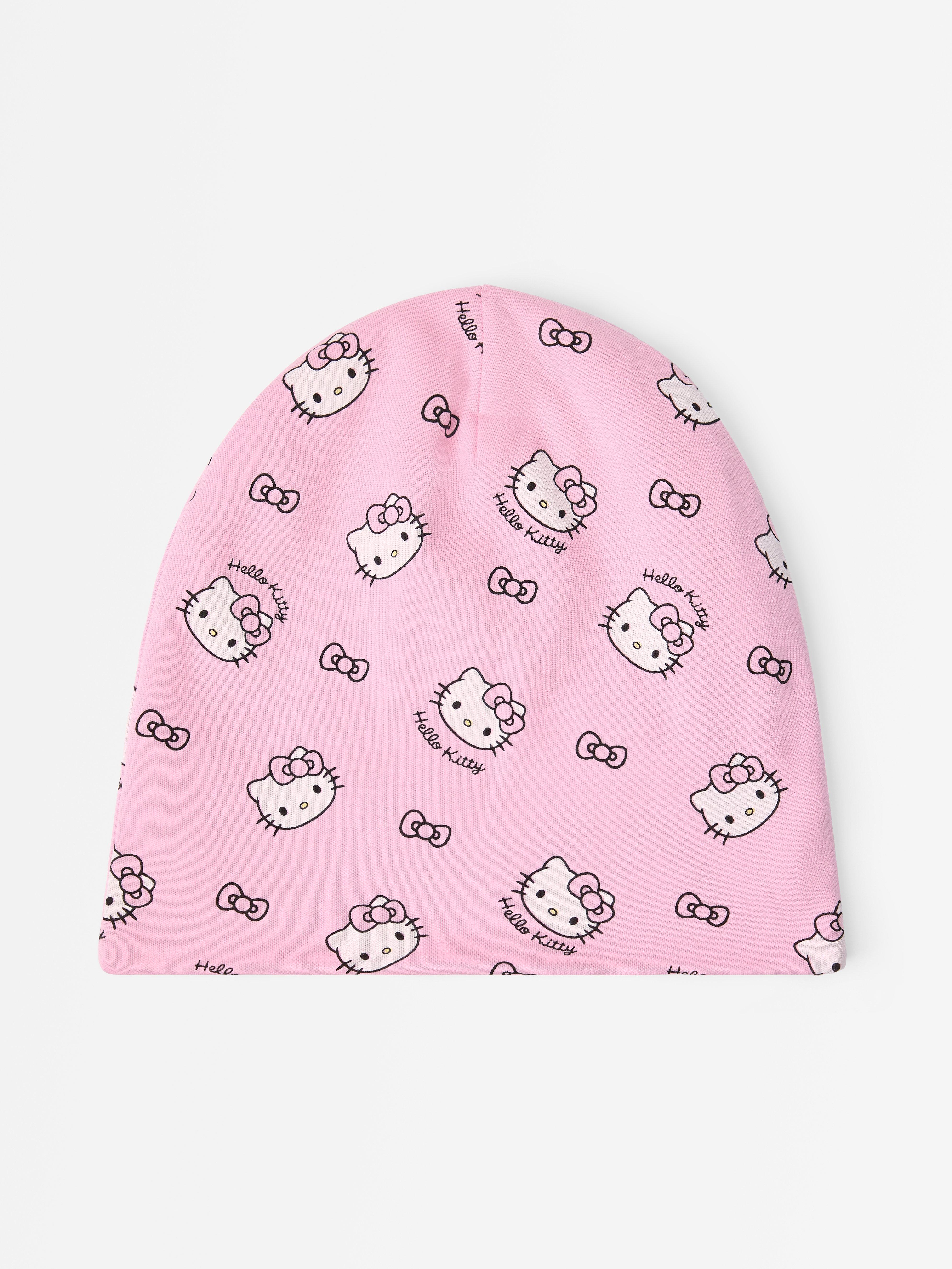 Gorro Hello Kitty com forro de lã, rosa claro.