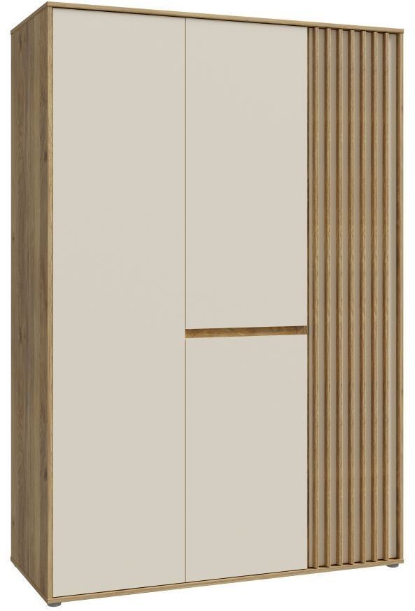 Bedroom wardrobe - ELLISTON - Sand and Oak finish - 3 hinged doors - W128.7 x D54 x H200 cm