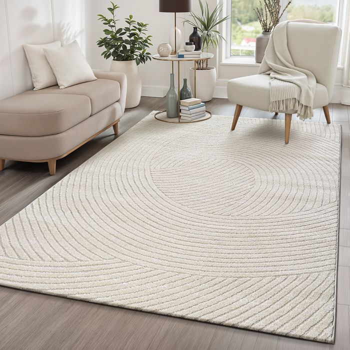 the carpet Everest - tapis salon, effet 3D, haute densité de poils et agréablement doux, Crème, 80 x 150 cm, Design - 2401