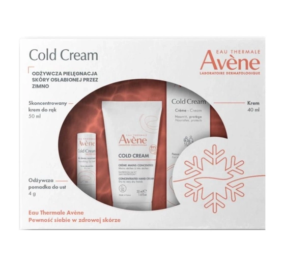Avène Cold Cream zestaw kosmetyków do pielęgnacji krem do twarzy 40 ml   krem do rąk 50 ml   pomadka ochronna 4 g