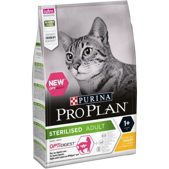 Alimento esterilizado para gatos adultos Purina Proplan OptiDigest con pollo, 3 kg