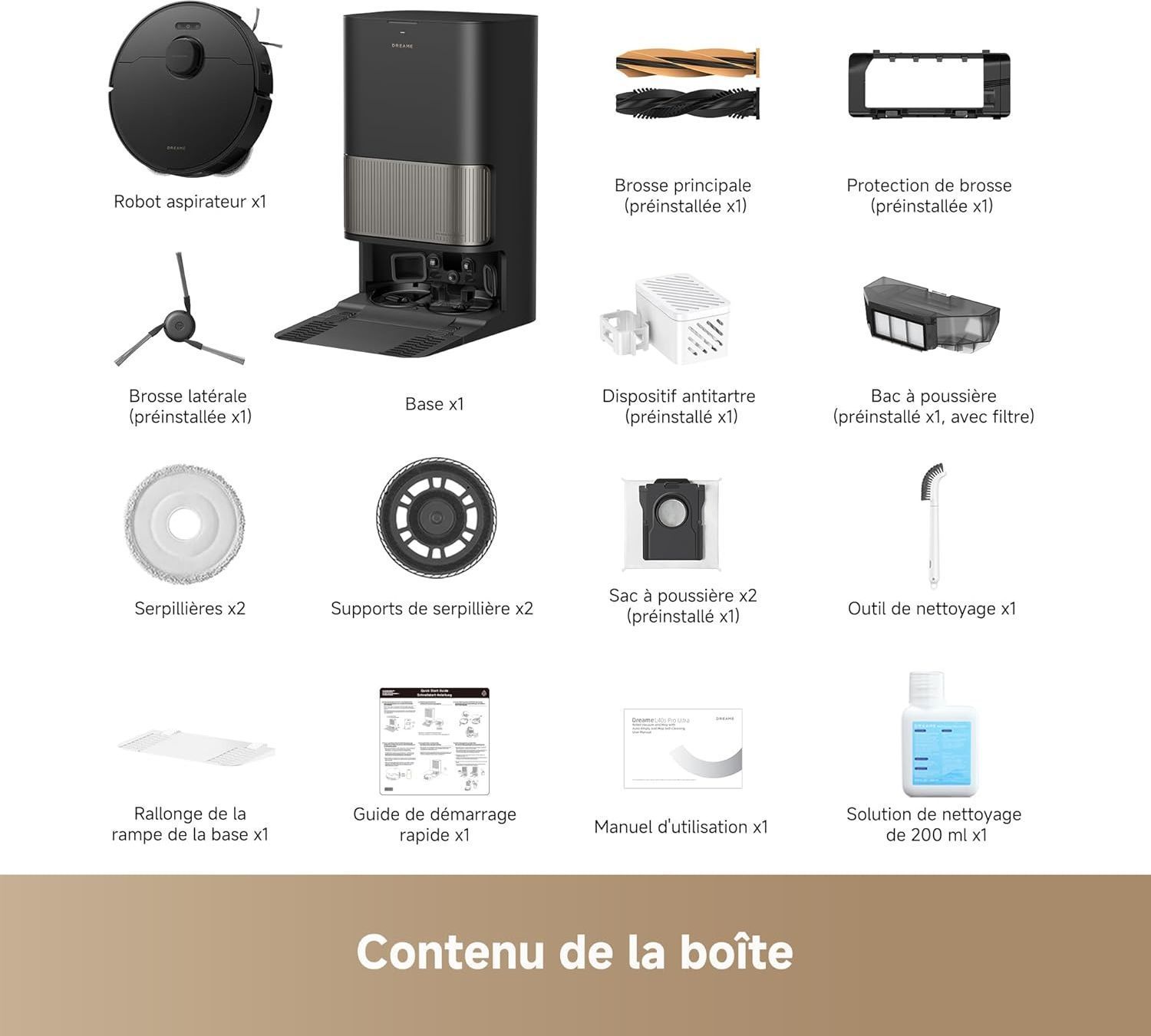 DREAME L40s Pro Ultra Robot Aspirateur - 19 000 Pa - Brosse Double HyperStream - Nettoyage à la serpillière à l'eau chaude à 75°C