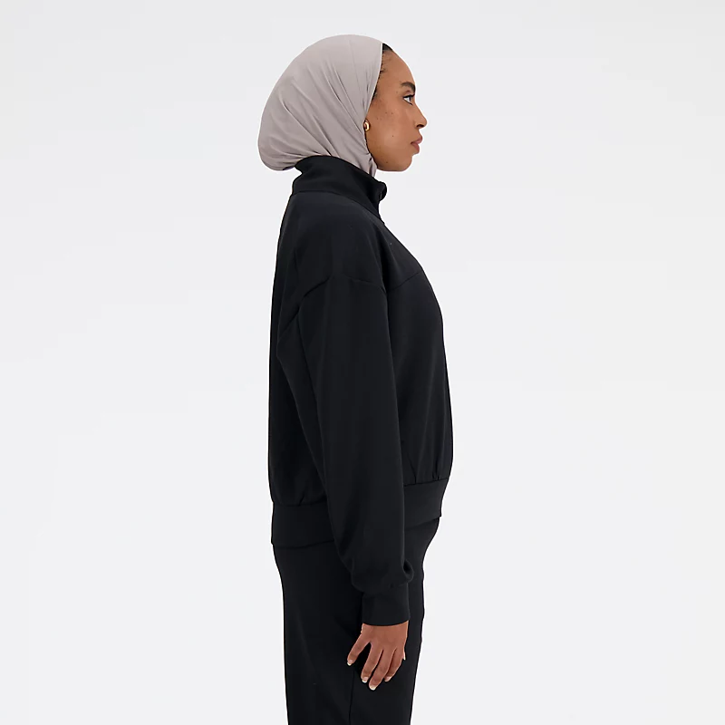 Femme Tech Knit Damen-Sweatshirt mit großem Reißverschluss – SCHWARZ