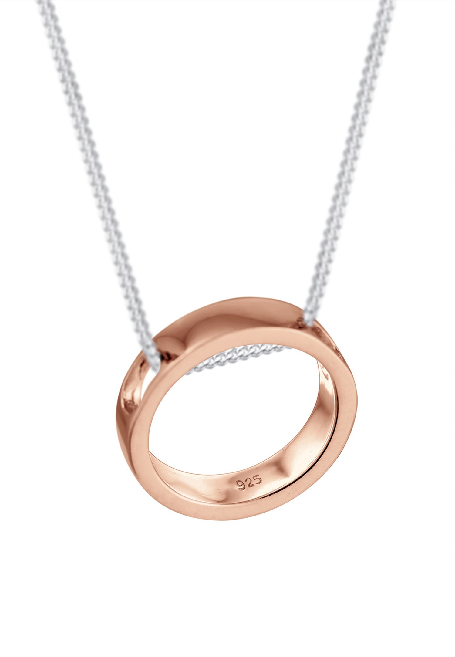 Elli Femme Pendentif Cercle Simple Bicolore - (925/1000) Argent