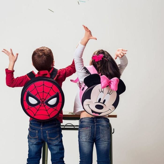 Zaino scolastico 3D rosso di Spiderman (9 x 30 x 30 cm) - - - Spiderman