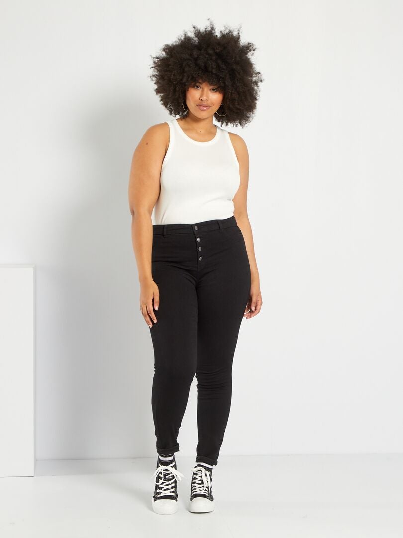 Milieuvriendelijke skinny jeans met hoge taille - Zwart