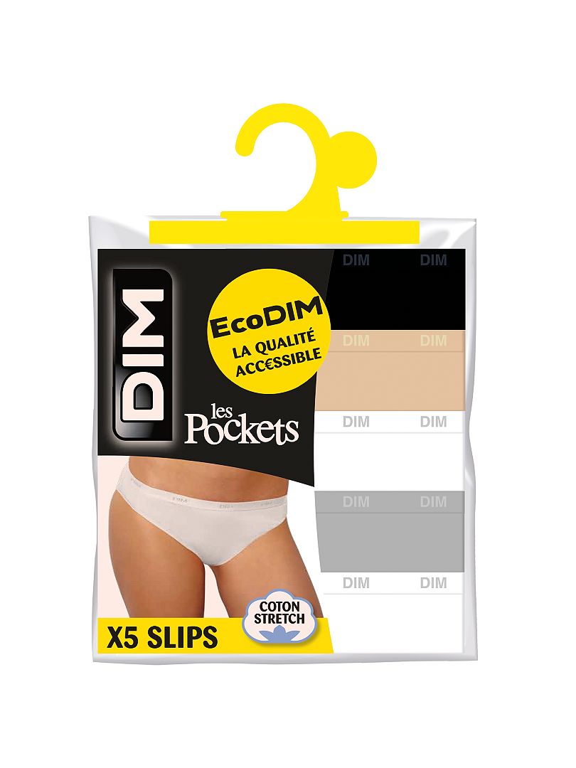 Set van 5 Les Pockets 'DIM' stretch katoenen slipjes - zwart