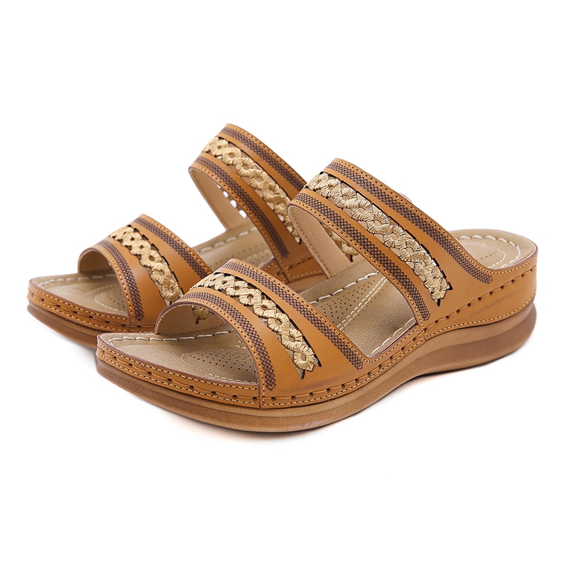 Nouvelles pantoufles à semelle épaisse et talon compensé, style européen et américain, pantoufles de plage gladiateur creuses pour l'été, T2730 5
