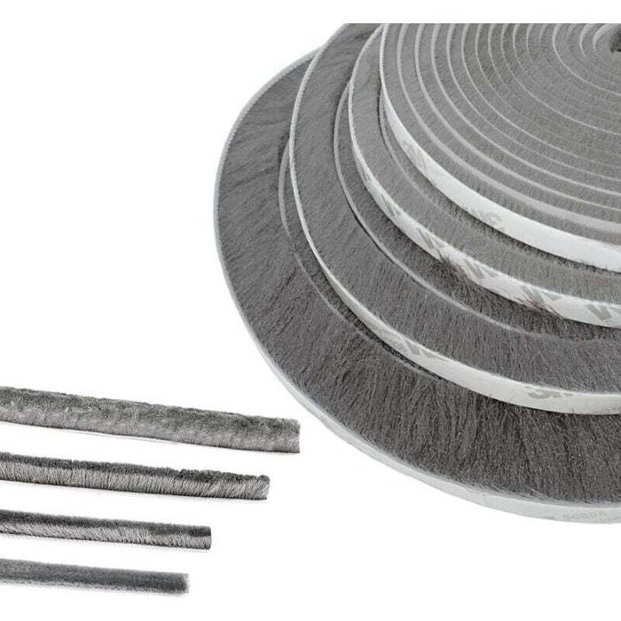 Joint de brosse de porte - ZOR® - 1m x 9 mm x 23 mm - Gris - Insonorisé - Adhésif - Étanchéité améliorée