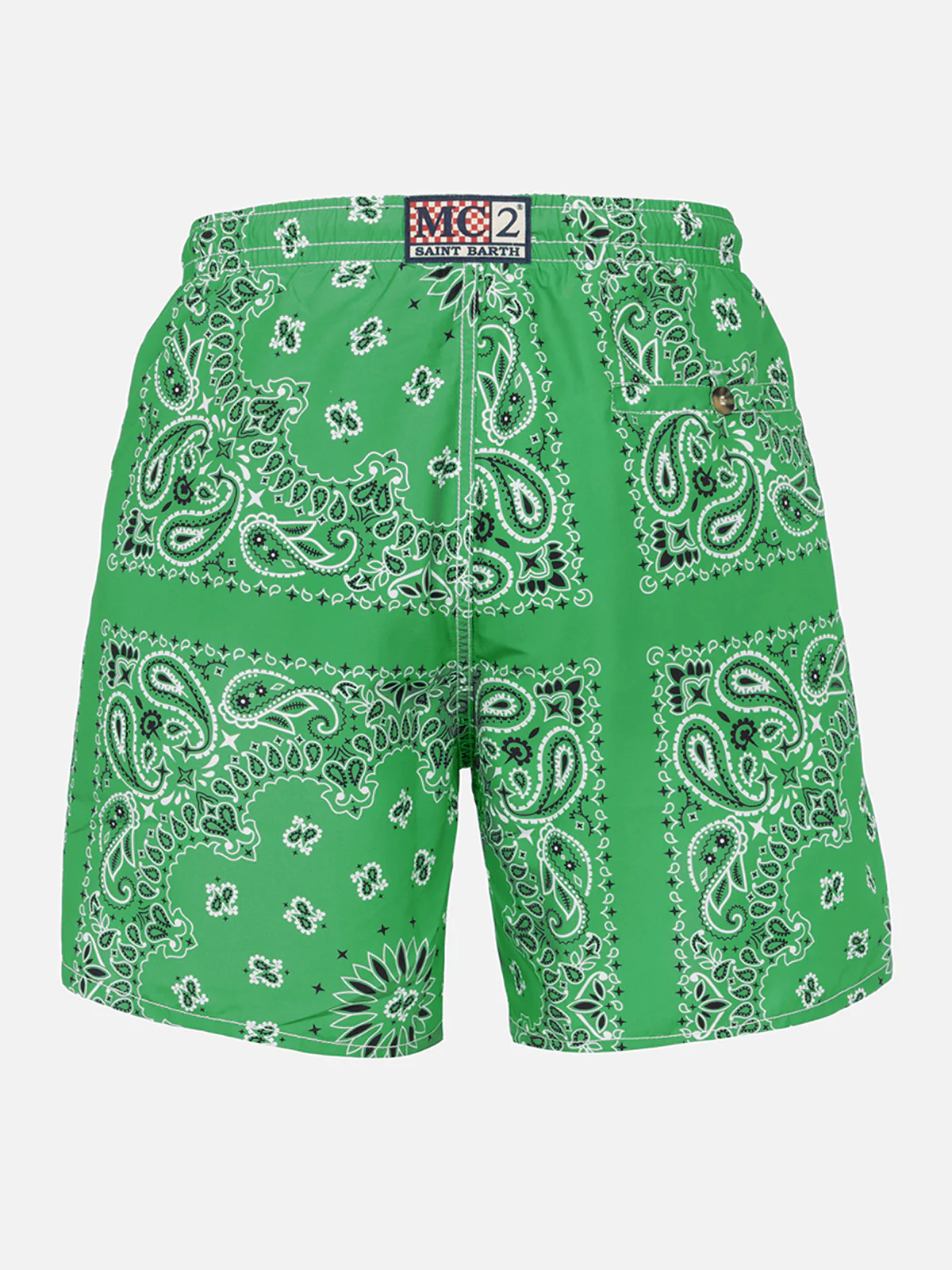 Heren zwempak met groene bandana-print
