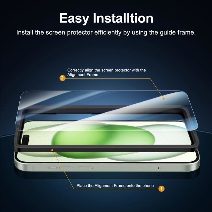 Kit de 6, 3 x Verre Trempé pour iPhone 15 Plus (6,7 Pouces) et 3 x Protection Caméra Arrière - Kit Outil d'Installation Facile