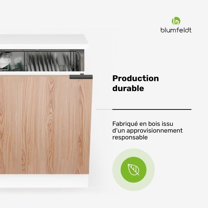 Mueble para lavavajillas integrable Blumfeldt WoodVista, encimera robusta, integración perfecta, blanco.