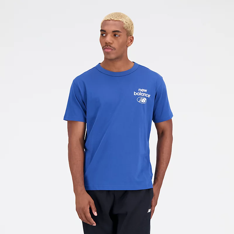 Heren Essentials Reimagined katoenen jersey T-shirt met korte mouwen – Atlantisch blauw