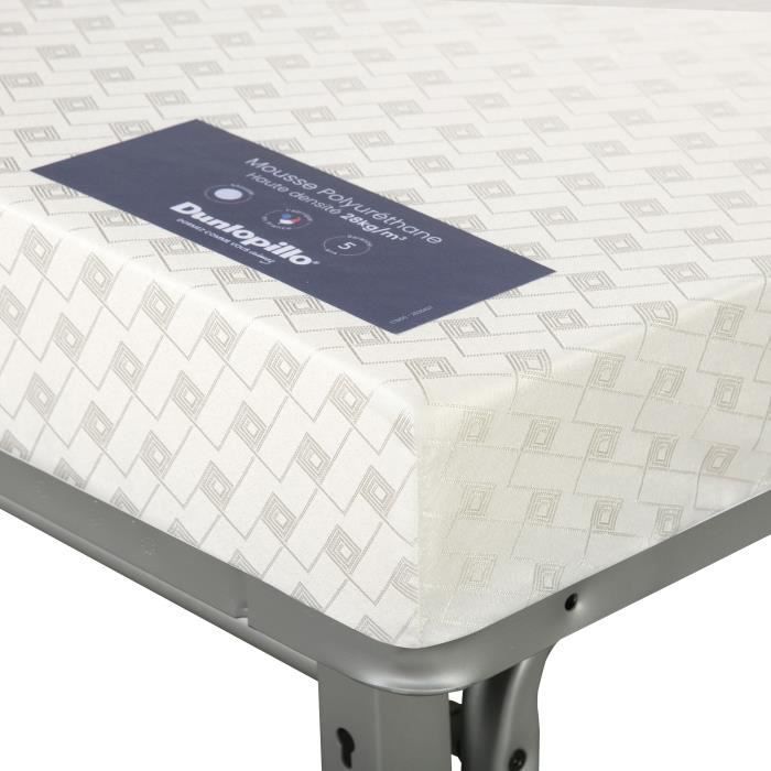 Panca trasformabile BZ DUNLOPILLO - 2 posti - Tessuto grigio - L 140 x H 94 x P 55 cm - PEARL