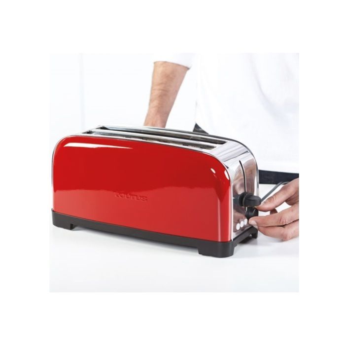 Tostadora - TAURUS - Rojo Vintage - 2 ranuras extralargas - 6 niveles de tostado - 1400 W