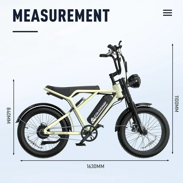 COLORWAY 750W Elektrofahrrad für Erwachsene, 20x4.0 Fatbike-Reifen, Offroad-E-Bike, 36V/12Ah Akku, ideal für Schnee, Strand und Mountainbikes im Freien.