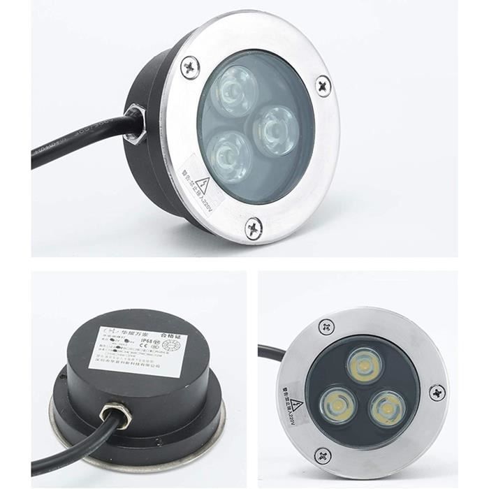 Très Mince Spot LED Piscine Encastrable Terrasse de Jardin 3W Spot LED Exterieur IP68 Étanche Acier Inoxydable 304 Extérieur,1pcs