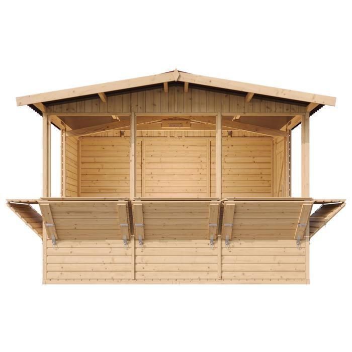 Kiosque en bois TIMBELA M150B - 6,03 m² - H232x336x263 cm - Pin/épicéa