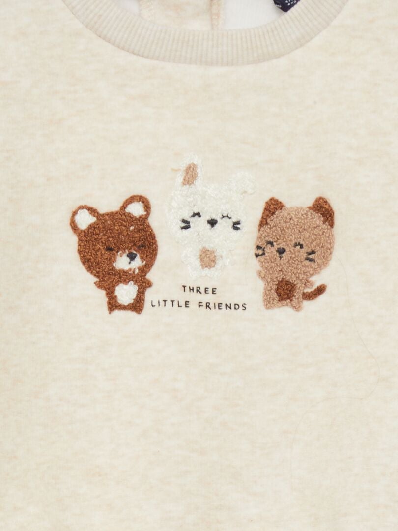 Bedrukte sweater - BEIGE