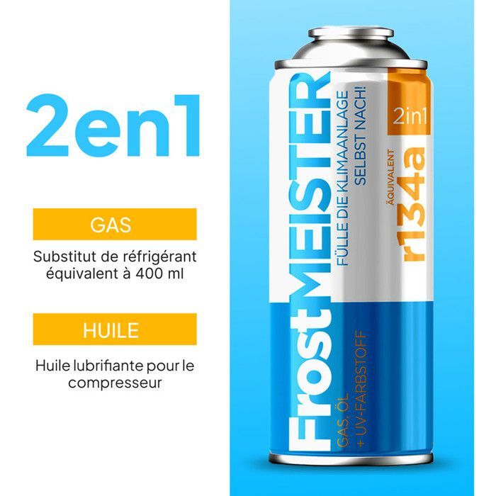 Car Air Conditioning Recharge Kit R134a/R12 - FROSTMEISTER 2in1 - 2x235g - Refrigerant Gas - Car Air Conditioning Recharge Spray