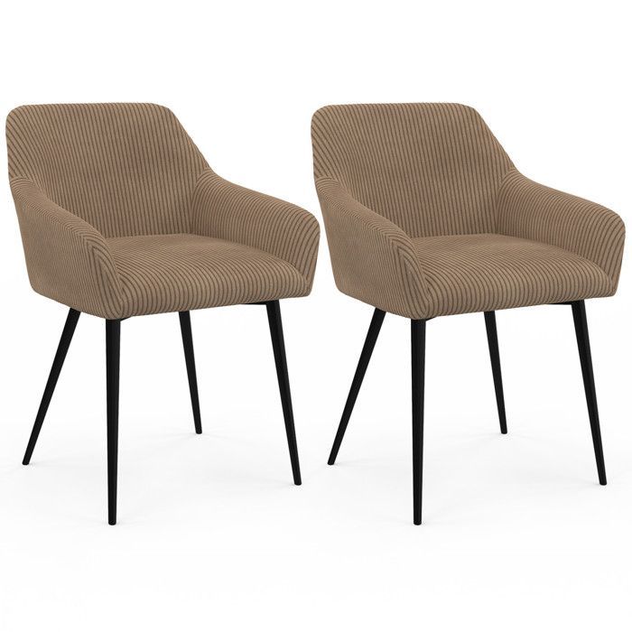 IDMARKET Lot de 2 chaises de salle à manger JANY en velours côtelé taupe