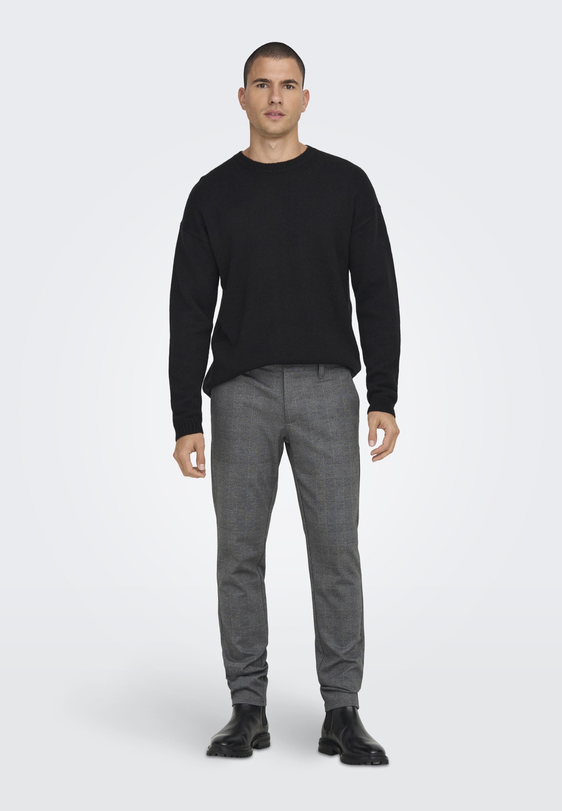 Only & Sons ONSMARK SLIM CHECK PANTS - Broek - kalksteen