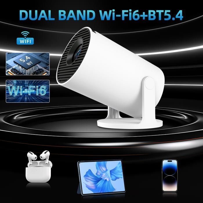Mini proiettore portatile 4K, WiFi 6 BT 5.4 Videoproiettore, Android 11, supporto Full HD 1080P, Home Cinema