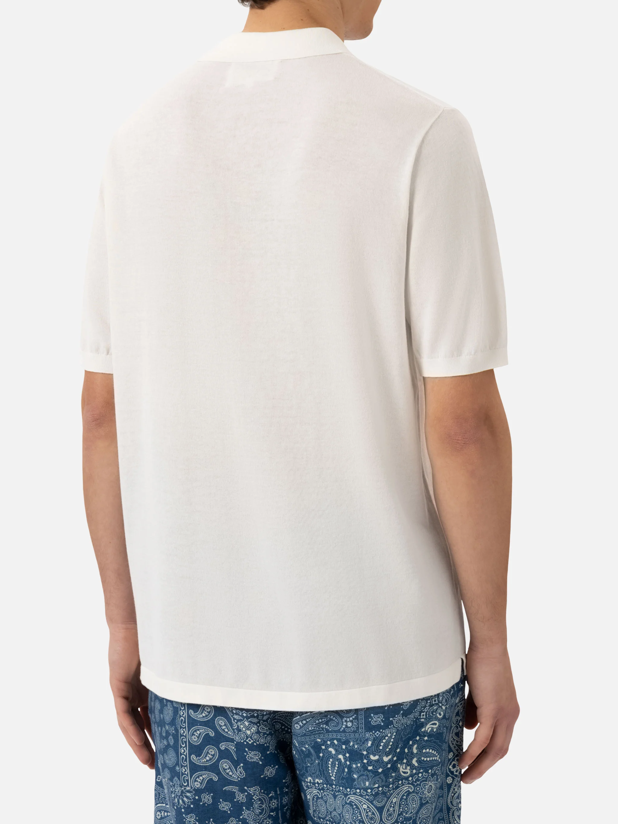 Sloan poloshirt zonder knoopjes in wit gebreid