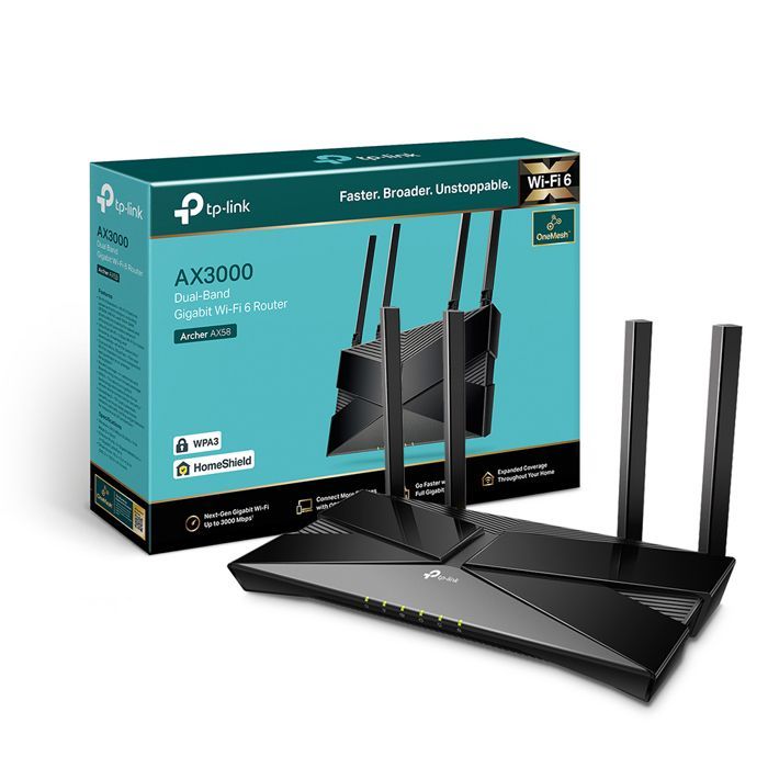 Router WiFi 6 TP-Link, router WiFi de doble banda AX de 3000 Mbps, WiFi 6, 5 puertos Gigabit, 4 antenas de alto rendimiento - Reacondicionado