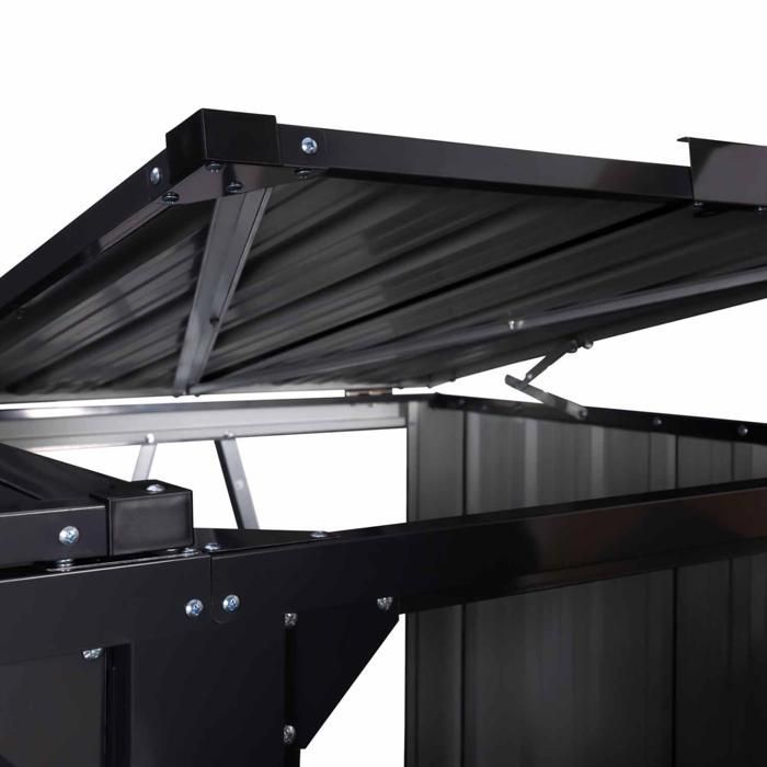 IDMARKET Cache poubelle double en acier gris anthracite