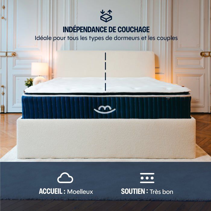Luxury hybrid memory foam mattress 90x190cm thick 30cm - Victoria - Morphea