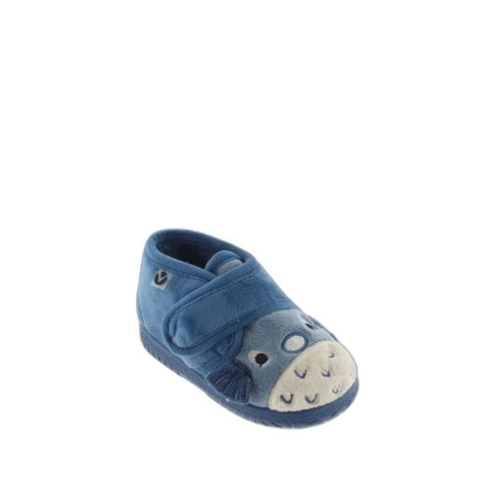 Victoria chaussons bébé bleu imprimé animal - pantoufles d'intérieur taille 20, fermeture scratch